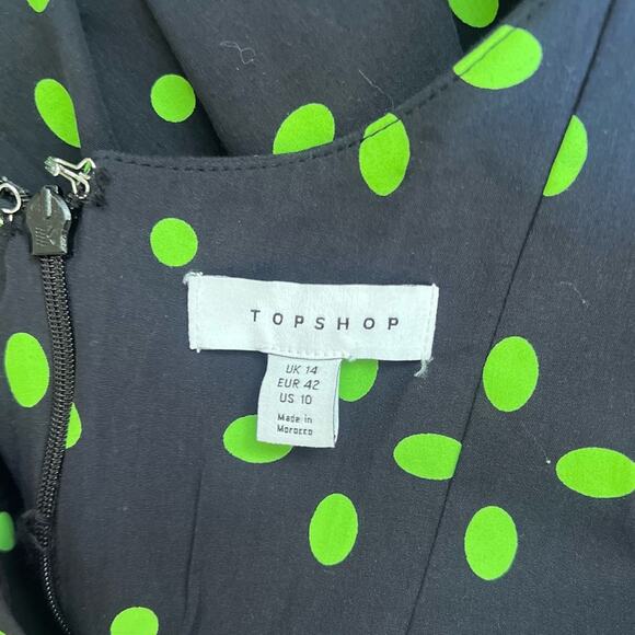 NWOT TOPSHOP Women's Cut Out Spot Pinny Dress In Green & Black - Sz 10 - Picture 11 of 11